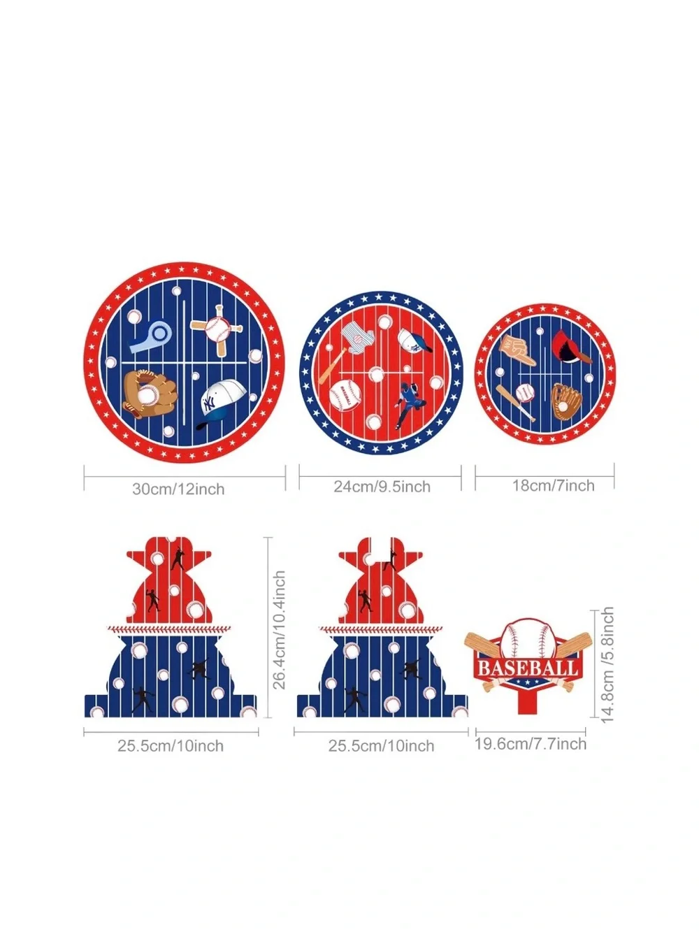 NWT Baseball Theme  3 Tier Cupcake Stand Desserts Cookies Parties Birthdays etc